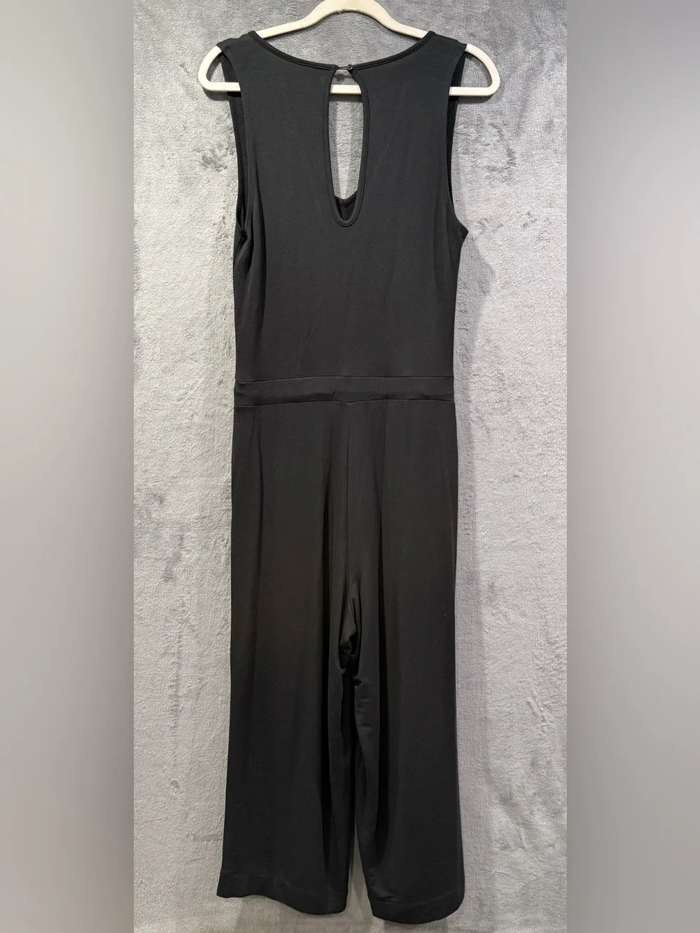 Quince Womens French Terry Modal Jumpsuit Cropped Wide Leg Black Size Small